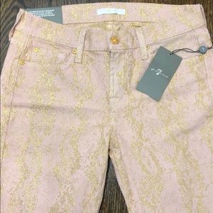 NWT 7 for all mankind jeans size 28 pink glitt